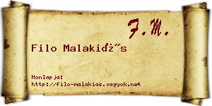 Filo Malakiás névjegykártya