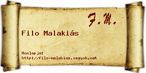 Filo Malakiás névjegykártya